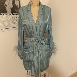 Silk feather wrap dress